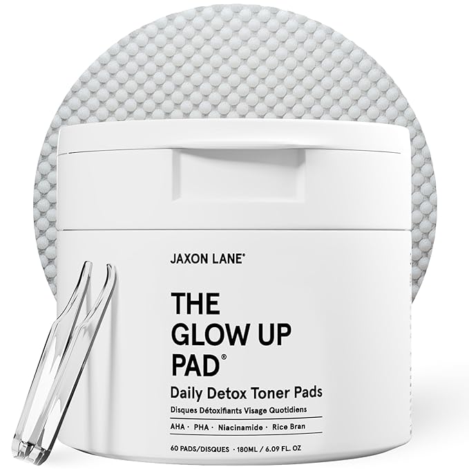 JAXON LANE Glow Up AHA PHA Korean Exfoliating Face Pads for Men, 60 Count