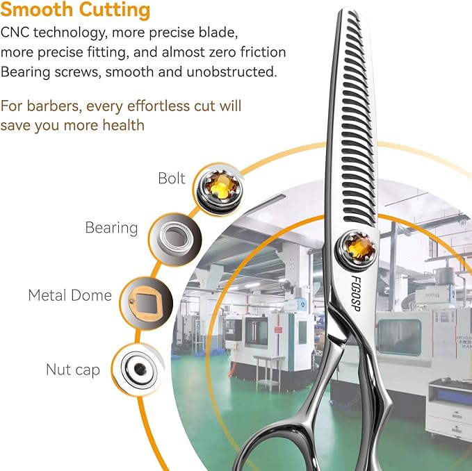 FOGOSP Thinning Shears for Hair Cutting Extremely Sharp Japan VG10 Steel Hairdressing Scissors for Barbers Salon Stylists CNC Craftsmanship Smoothing Cut Barber Scissors for Women Men (Blending Shear)