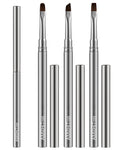 AMilHiTon 3PCS Nail Polish Clean Up Brush, Round/Flat/Angled, Gun Color