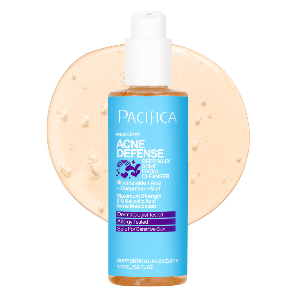 Pacifica Acne Defense Face Wash - Deep Pore Purifying Face Cleanser - w/ 2% Salicylic Acid, Pore Reducing Niacinamide & Inflammation Reducing Cucumber - for Sensitive Skin Vegan Dermatologist Tested