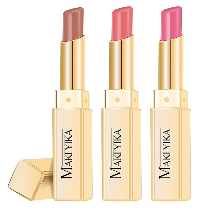 MAKI YIKA 3Pc Moisture Lipsticks for Women Brown Nude Pink Lipstick