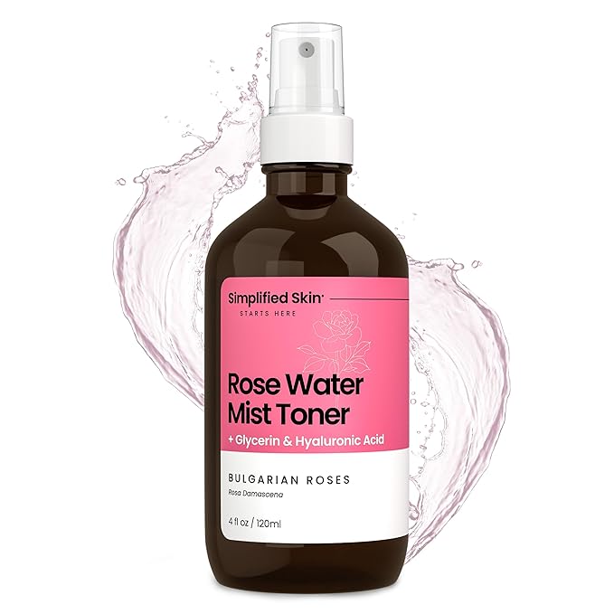 Simplified Skin Rosewater and Glycerin Spray for Face & Hair, Mist Toner