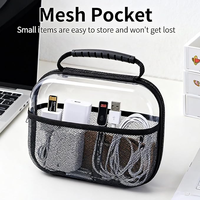 XULIONTS 3PCS Clear Hard Plastic Zipper Case, Portable Cosmetic Bag with Double Zipper, Waterproof Clear Toiletry Bag, Clear Hard Shell Zipper Case, Diaper Bag Organizing Pouches, Travel Toiletry Bag