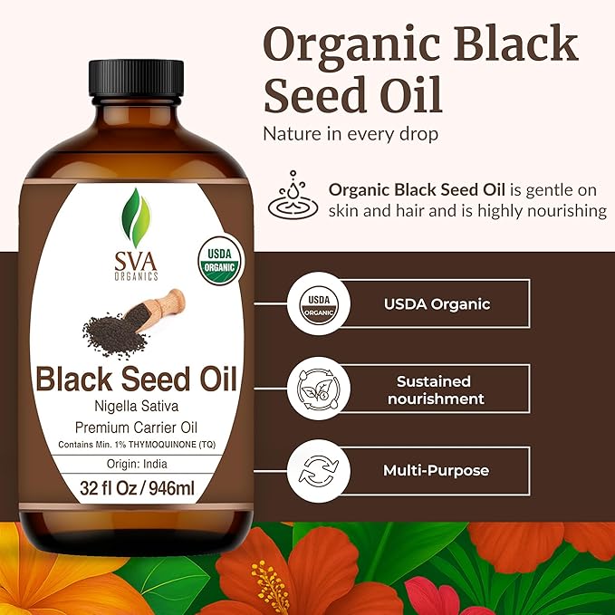 SVA Black Seed Carrier Oil, Glass Bottle, Large Size, 32 Fl Oz (946 ml)