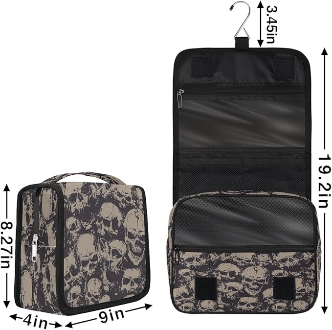 Skull Travel Toiletry Bag Women Men Hanging Cosmetic Organizer Portable