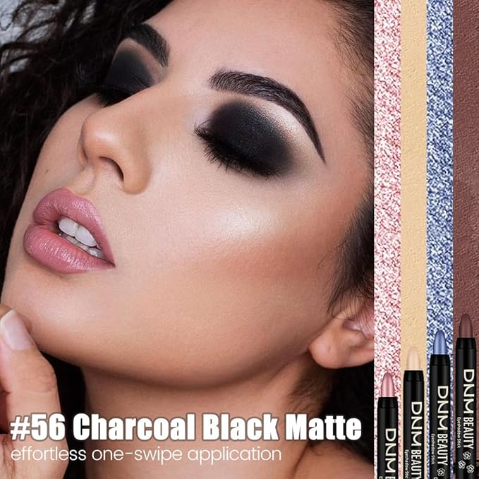 IATMOMOD Black Matte Cream Eye Shadow Stick Makeup for Women, Black Matte Eyeliner Pencil Eyeshadow Brightener Stick for Eyes, Waterproof Eyeshadow Applicator Blendable, sombras para ojos 56#