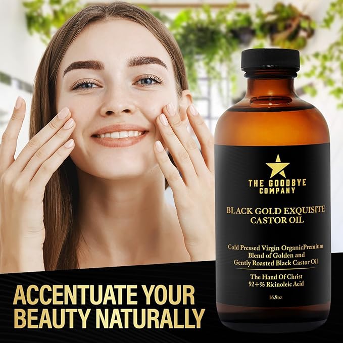 The Goodbye Company Organic Jamaican Black Castor Oil for Hair, Skin, Brows & Lashes, 16.9 oz