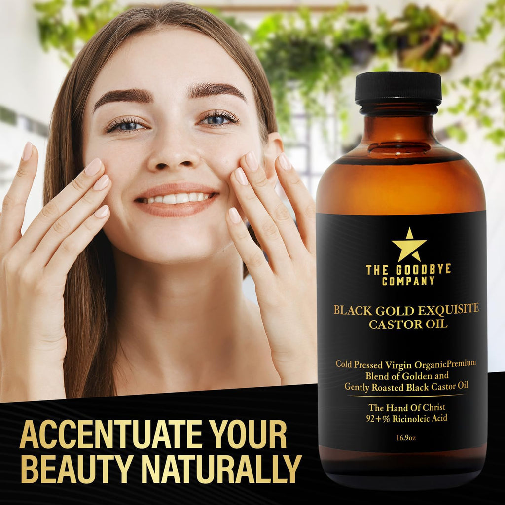 The Goodbye Company Organic Jamaican Black Castor Oil for Hair, Skin, Brows & Lashes, 16.9 oz