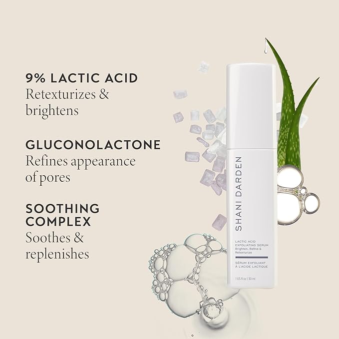 SHANI DARDEN SKINCARE Lactic Acid Face Serum Travel Size, Active PM Serum to Brighten and Smooth Skin, 0.34 fl oz