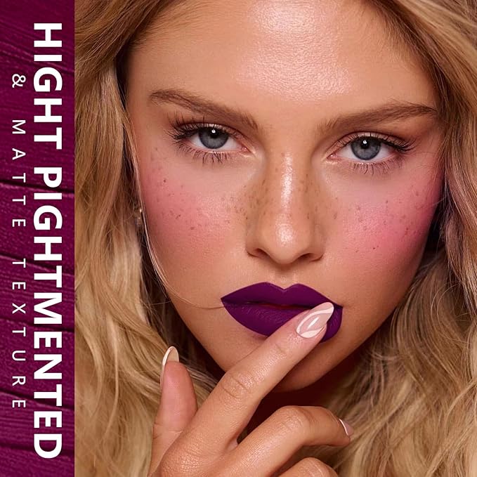 MAKI YIKA Dark Purple Lipstick Liquid for Women Color Stay Long Lasting Lipsticks