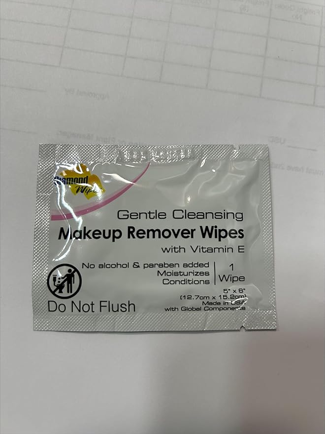 Diamond Wipes Face Cleansing & Waterproof Makeup Remover Wipes, 50 Count