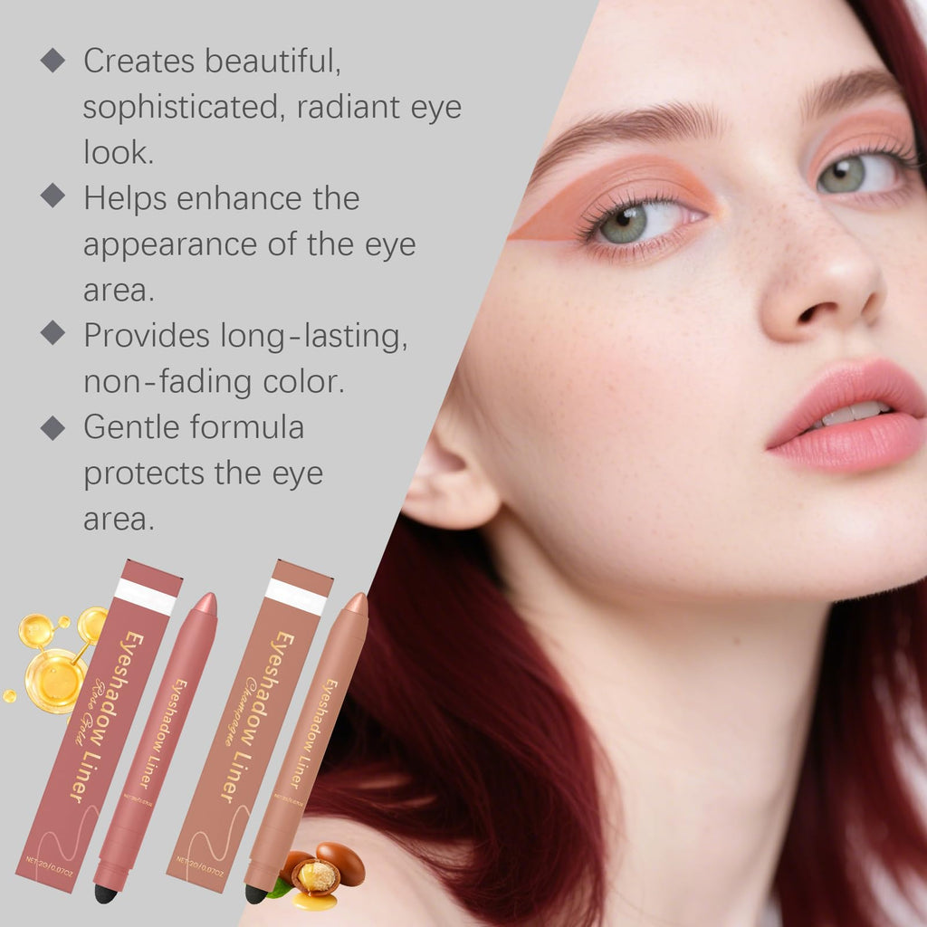 Eyeshadow Stick, Perfect Color Duo-Shadow Liner 2-in-1 Eyeliner & Eye Shadow Stick, Easily Blendable & Buildable, Waterproof, Creamy Easy-Glide, For Effortless Smoky Or Natural Eye Makeup(06+03)