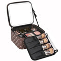 Relavel Travel Makeup Bag With LED Mirror, Brown Bowknot