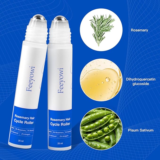 Rosemary Growth Serum with Redensyl and Anagain – Roll On 25 ml, Thicker & Stronger Strands, Helps Reduce Fall & Stimulates Follicles, Supports Volume for All Types