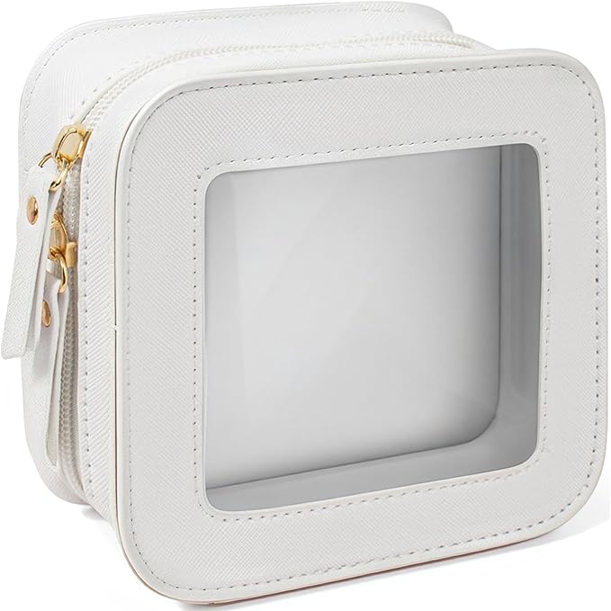 LETGO Small Clear Makeup Bag Travel Cosmetic Case Transparent Toiletry Bag,Portable Waterproof Sun Makeup Bag For Pool,Beach Toiletry Cosmetic Bag Beach Summer Vacation Essentials Bag(White, Mini)