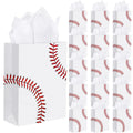 durony 16 Pieces Baseball Party Favor Bags with Handles Tissue Paper Gift Bags Goodie Candy Treat Bag for Birthday, Baseball Themed Party Supplies (8.6 x 6.2 x 3.1 Inches)