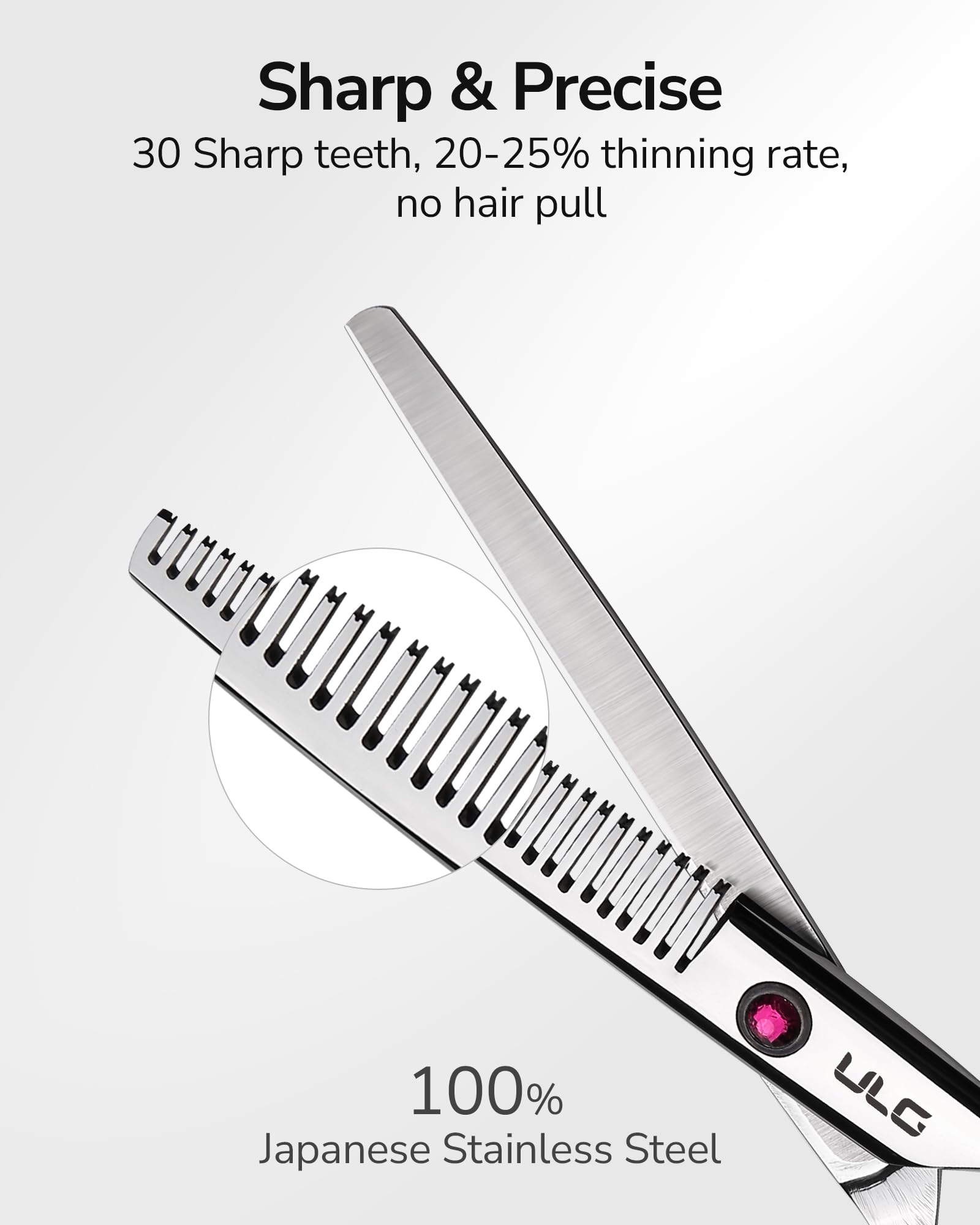 ULG Hair Thinning Scissors Professional Barber’s Texturizing Teeth Shears for Hairdressing, Salon and Home Use Thinning Shears for Hair Cutting, Made of Japanese Stainless Steel, 6.5 inch