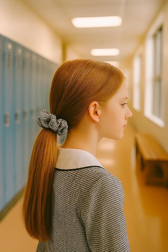 ClassExceed School Uniform Plaid, Plaid Scrunchie, Back to school, handmade school uniform hair accessories (Houndstooth)