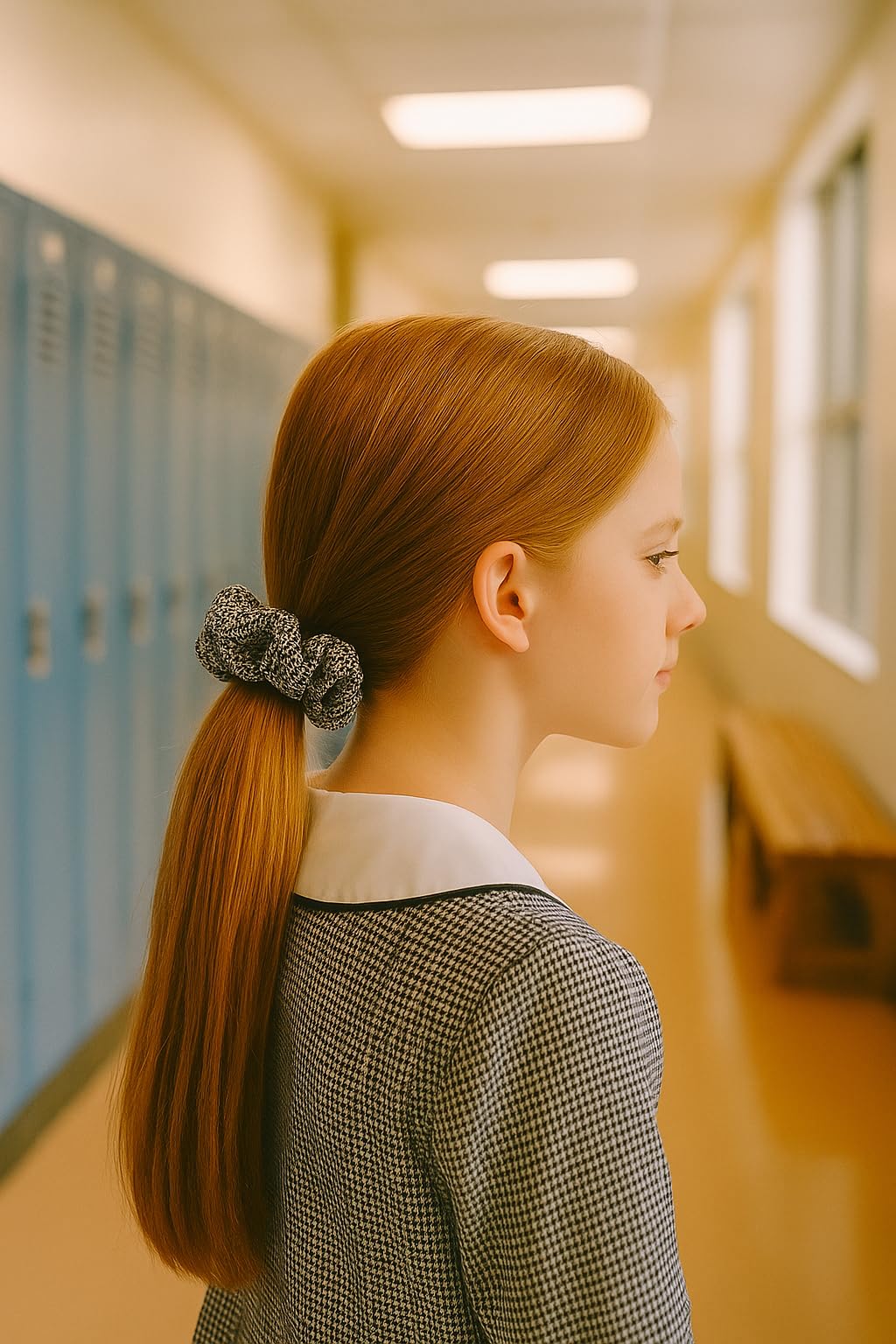ClassExceed School Uniform Plaid, Plaid Scrunchie, Back to school, handmade school uniform hair accessories (Houndstooth)