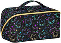 MNSRUU Makeup Organizer Bag, Colorful Neon Cat Heads Travel Makeup Bags Makeup Vanity Case Large Capacity Rhombus Cosmetic Toiletry Bag for Girl Women Ladies