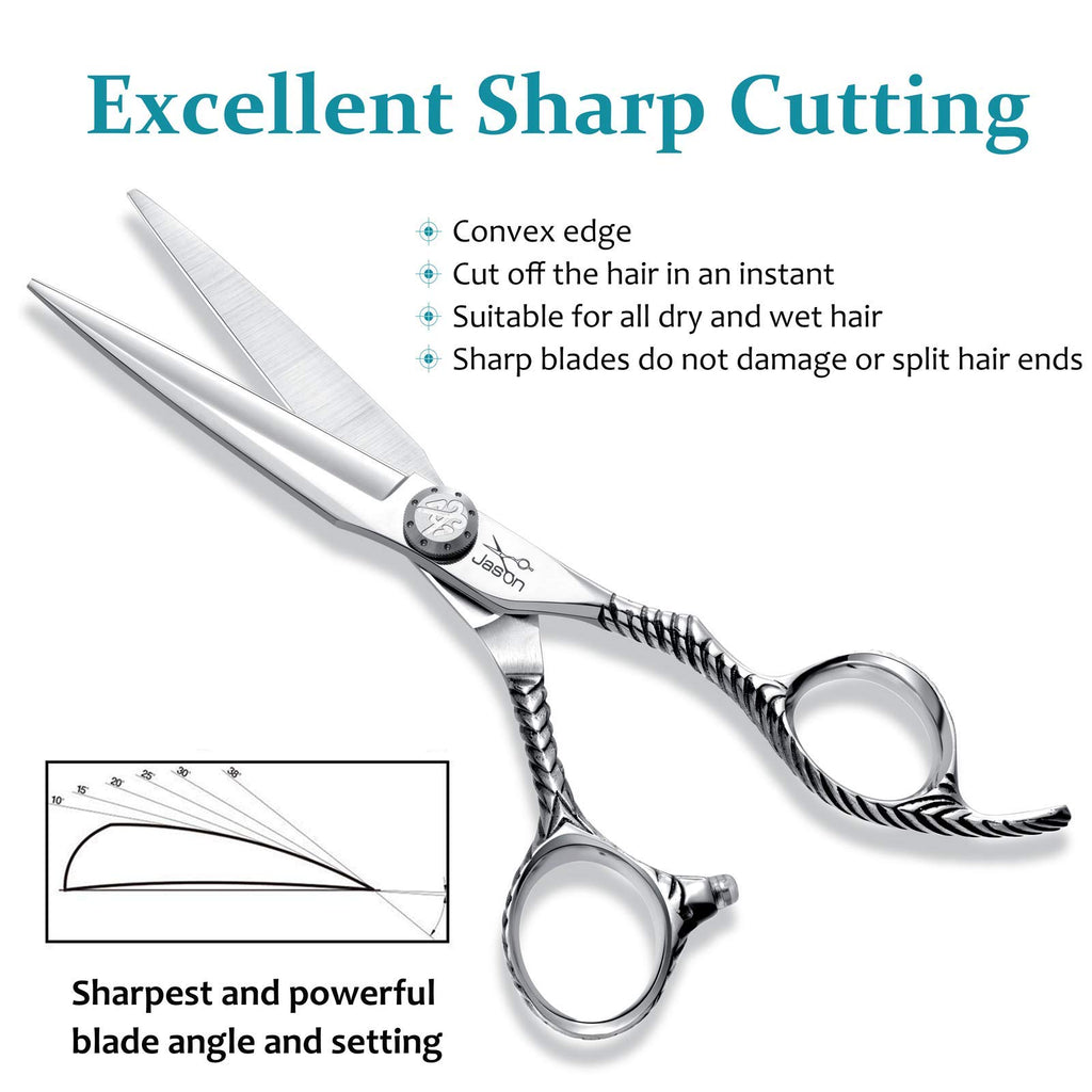 JASON Hair Cutting Scissors Shears - 6" Professional Barber Shear Haircut