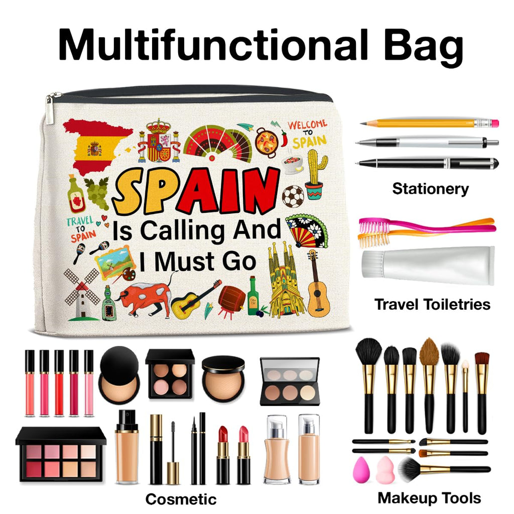 UPNEGE Spain Travel Gifts Makeup Bag - Spain Lover Cosmetic Bag Zipper Pouch