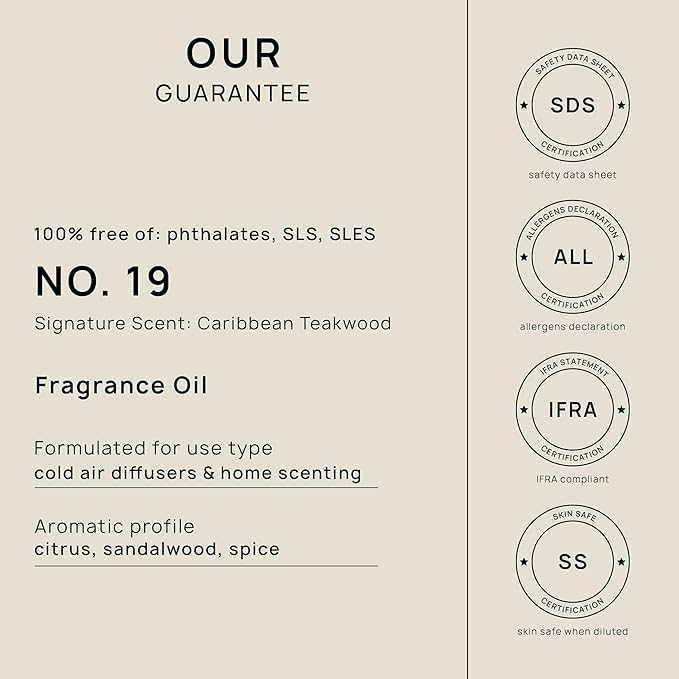 VINEVIDA [4 Fl Oz] Caribbean Teakwood Diffuser Oil - Hotel Diffuser Collection Oil, Hotel Scent Diffuser - Fragrance Oil for Cold Air Diffuser - Hotel Oil Scents - Hotel Scent Home