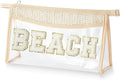 newplenty Clear Boho Patch Makeup Bag, Letter BEACH Cosmetic Bag, Transparent Travel Toiletry Bag, Waterproof Snacks Bag, Zipper Sunscreen Bag Gift for Women Girls (Beach)
