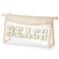 newplenty Clear Boho Patch Makeup Bag, Letter BEACH Cosmetic Bag, Transparent Travel Toiletry Bag, Waterproof Snacks Bag, Zipper Sunscreen Bag Gift for Women Girls (Beach)