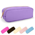 UIXIZQ Small Pencil Case Makeup Bag for Purse, Cute Pencil Pouch Preppy Nylon Makeup Brush Bag with Zipper, Girls Portable Stationery Storage Case Small Pen Bag for Office School College(Slim-Grape)