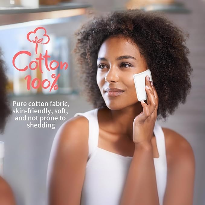 ICOTLE Square Cotton Pads,100% Cotton, Not to Shed or Fall Apart, 60 Count, Unique Triple-Layer Design for Daily Skin Care