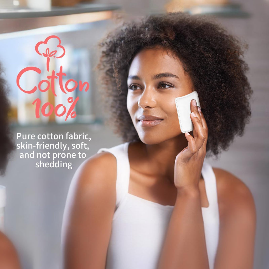 ICOTLE Square Cotton Pads,100% Cotton, Not to Shed or Fall Apart, 60 Count, Unique Triple-Layer Design for Daily Skin Care