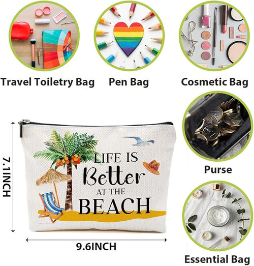 4 PCs Beach Vacation Makeup Bag, Beach Gifts, Cruise Gifts Cosmetic Bag