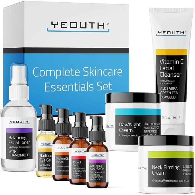 YEOUTH 8-Piece Full Size Skin Care Set for Visibly Smoother-Looking Skin