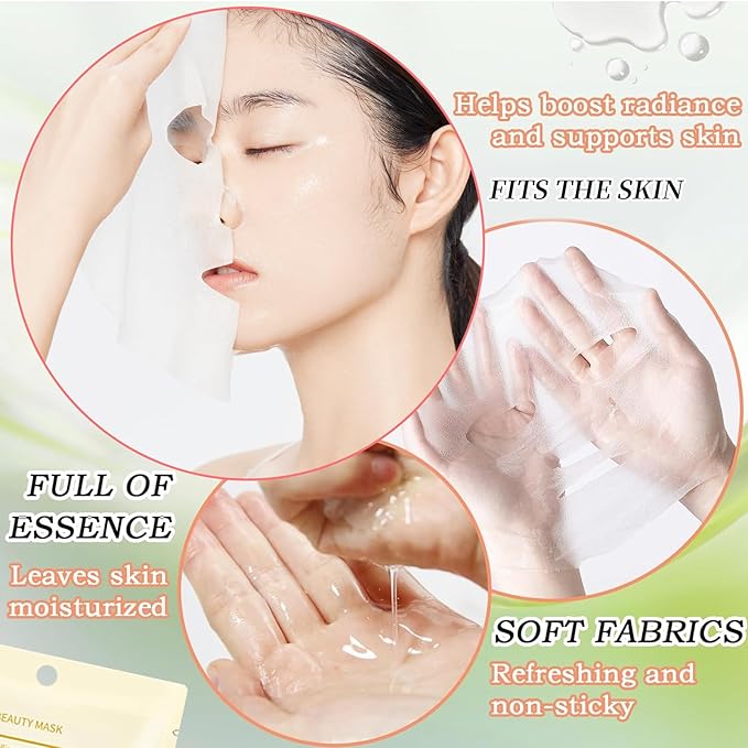 GUOYAOLIFU 12 Pack Sheet Face Masks Skincare for Women,Hydrating Face Masks Suitable for Dry Sensitive Skin,Bulk Facial Mask Gifts Set for Skin Care,Home Skincare Spa for All Skin Types