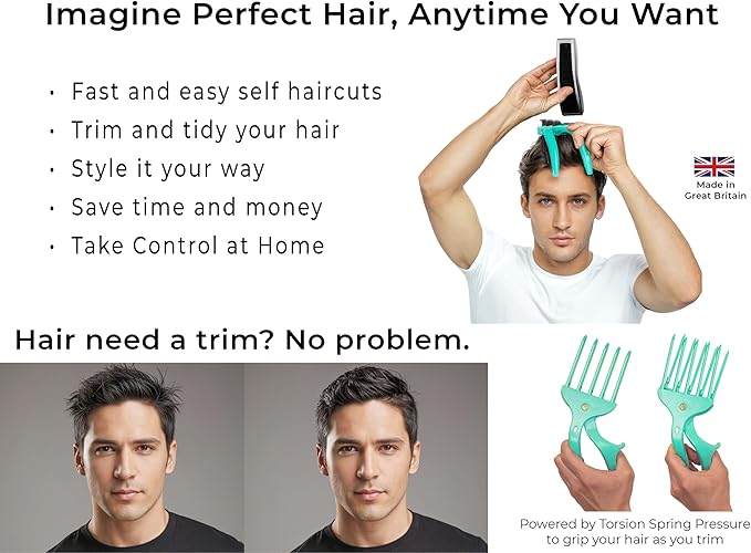 Cut Your Own and Other's Hair at Home the Easy Way | DIY Haircut Tool for Everyone | Use with Your Hair Clippers for Clean, Even Trims Every Time with Grip and Trim.
