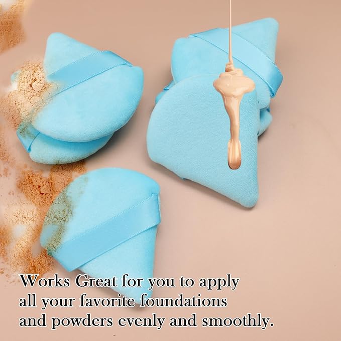 Powder Puff Daubigny 6 PCS Makeup Puff Face Soft Triangle Powder Puffs for Loose Powder Mineral Powder Body Powder Velour Cosmetic Foundation Sponges Blender Makeup Tools(Blue)
