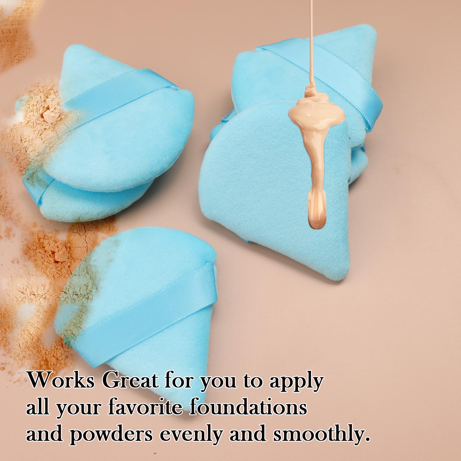 Powder Puff Daubigny 6 PCS Makeup Puff Face Soft Triangle Powder Puffs for Loose Powder Mineral Powder Body Powder Velour Cosmetic Foundation Sponges Blender Makeup Tools(Blue)