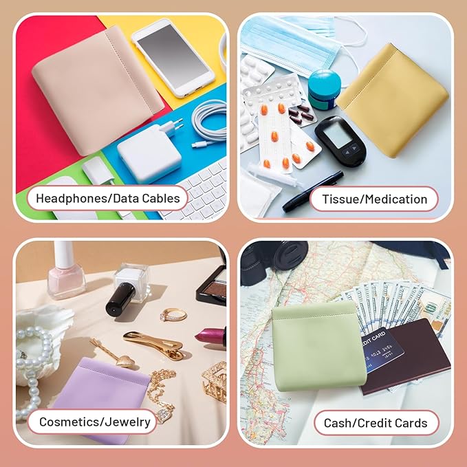 4.72″x4.72″ Small Pouches for Purse, 4PCS Cute Snap Closure Storages, Mini Organizer for Inside Large Makeup Bag, Organize Cosmetic, Lipstick, Jewelry, Card, Coins in Women's Handbag/Travel