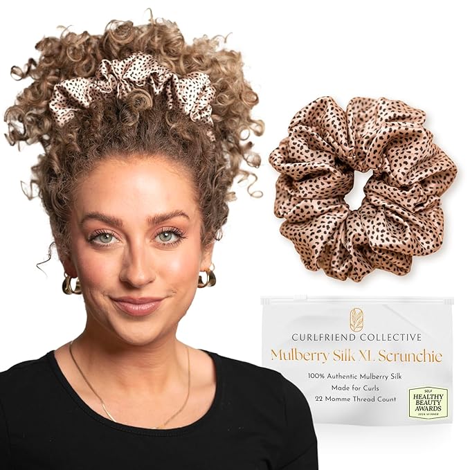 Curlfriend Oversized Silk Scrunchies for Women, XL, Leopard/Cheetah Print