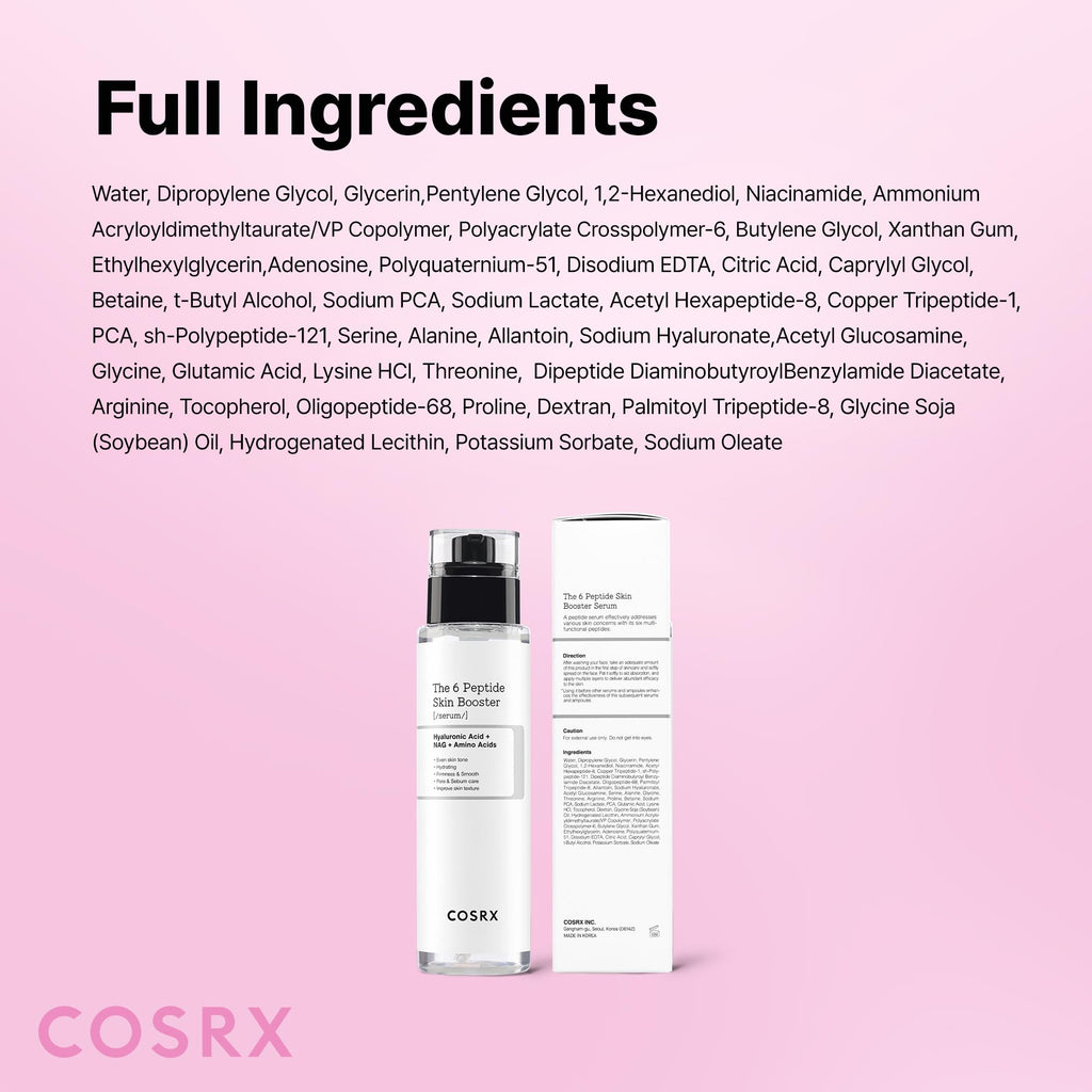 COSRX 6X Peptide Collagen Skin Booster Toner Serum for Dull Skin, 5.07 oz