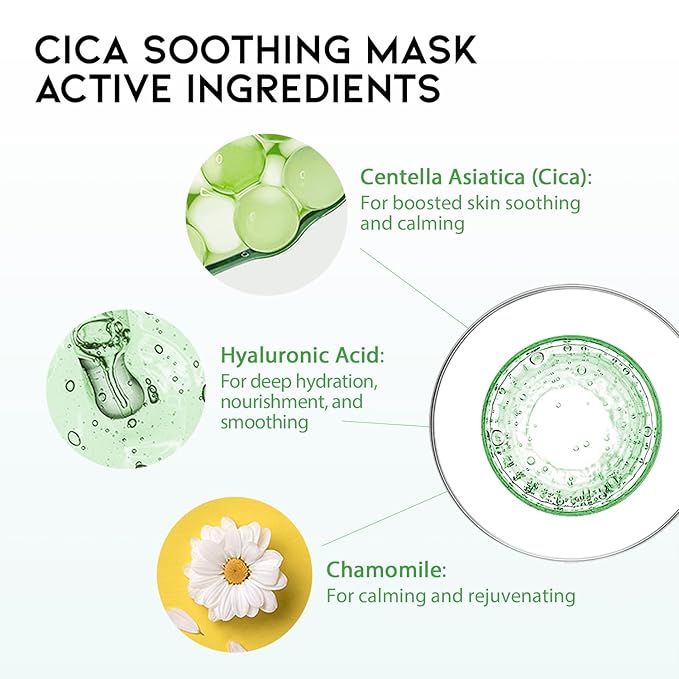 #OOTD Hydrating Soothing Sheet Masks with Collagen,Ceramide,Cica(30-Pack)