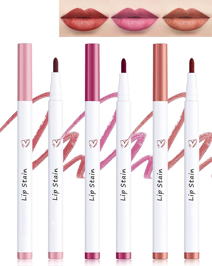 Lip Stain Liner Pen,3Pcs Lip Tint Stain Lip Tattoo Makeup Pencil Waterproof