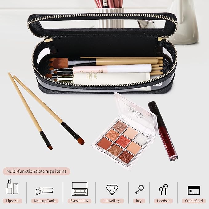 Pinkmik Travel Makeup Bag Set Portable Clear Cosmetic & Toiletry Case Women's Purse Organizer and Car Essentials with Zipper