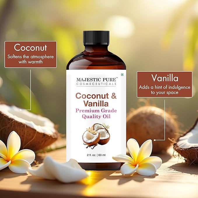 Majestic Pure Coconut Vanilla Essential Oil for Diffuser - 2 Fl Oz