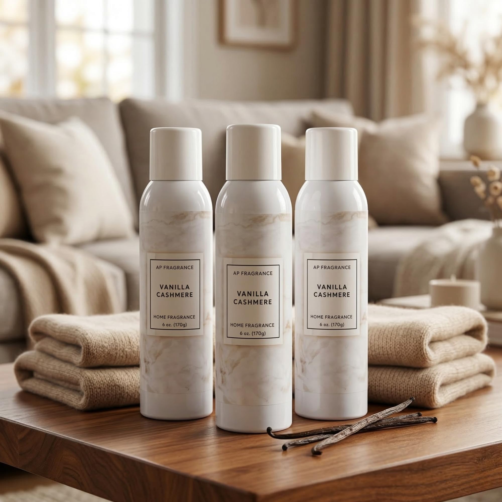 Room Fragrance Air Freshener Spray Concentrated Bathroom, Kitchen, Car, or Office Deodorizer, U.S.- Made by AP Fragrance (Vanilla Cashmere)