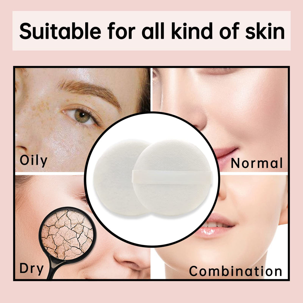 12 PCS Cotton Powder Puff Face Makeup Puff Pads 2.36 Inch, Velour Round Fluffy Puff for Loose Powder Foundation (White)