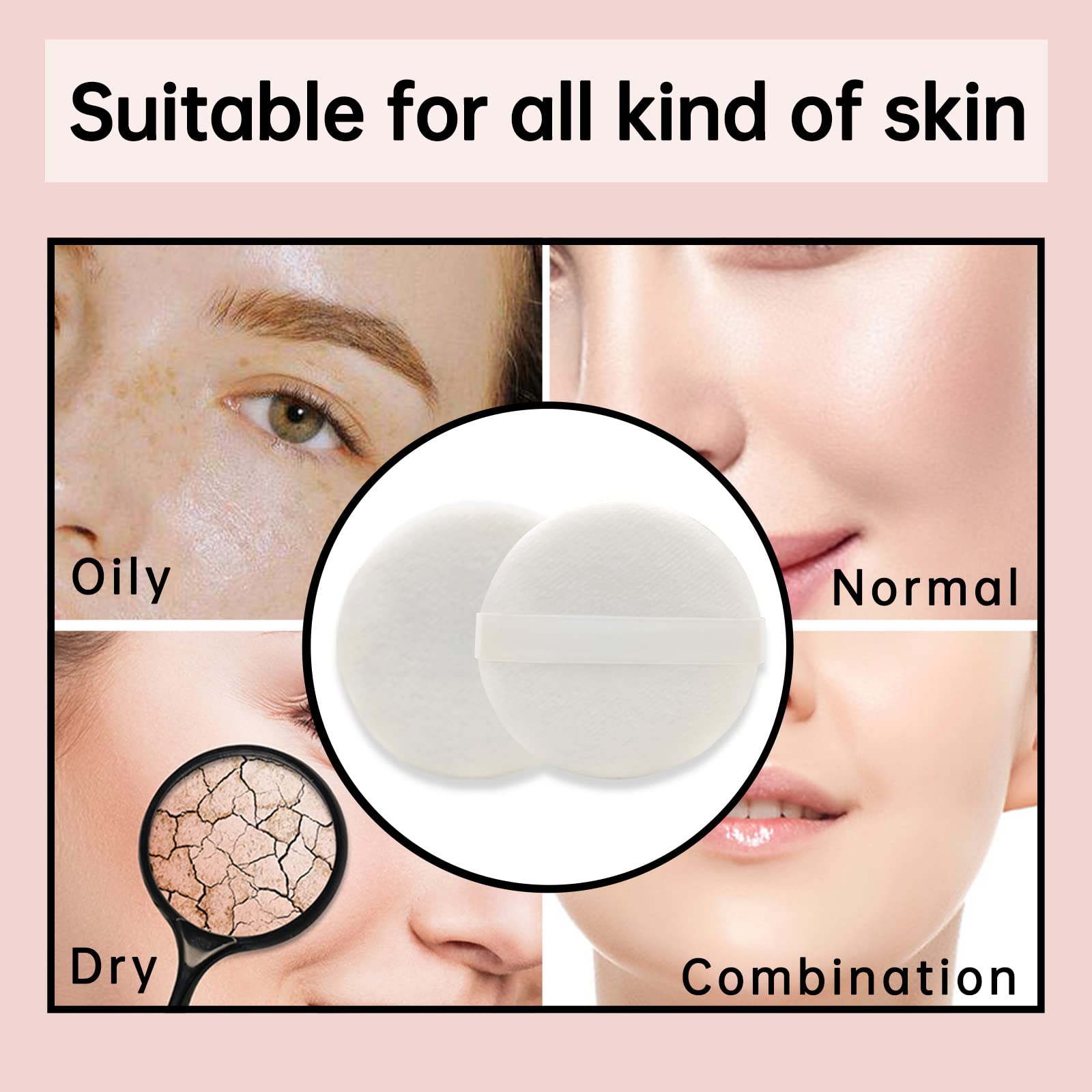 12 PCS Cotton Powder Puff Face Makeup Puff Pads 2.36 Inch, Velour Round Fluffy Puff for Loose Powder Foundation (White)