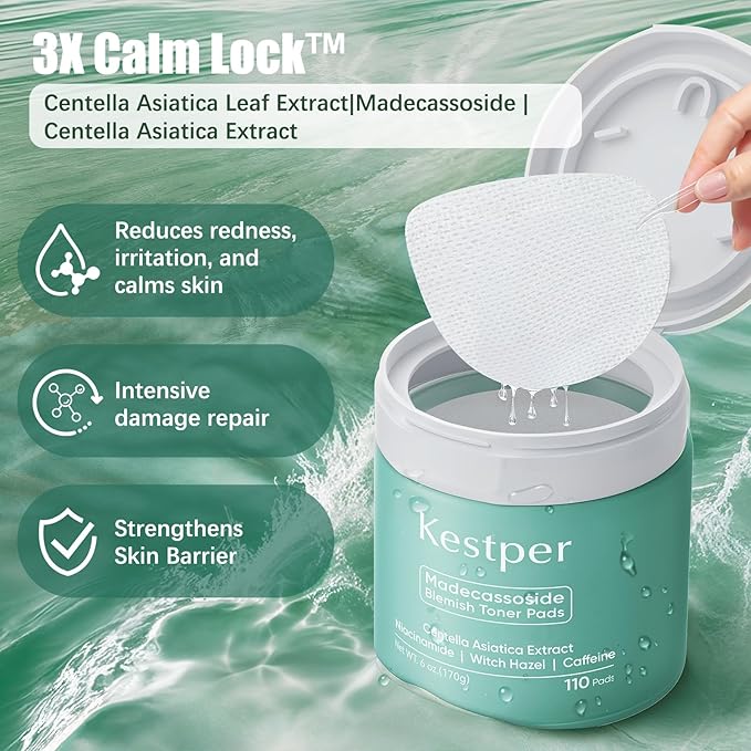Kestper Madecassoside & Caffeine Toner Pads,110 Pads