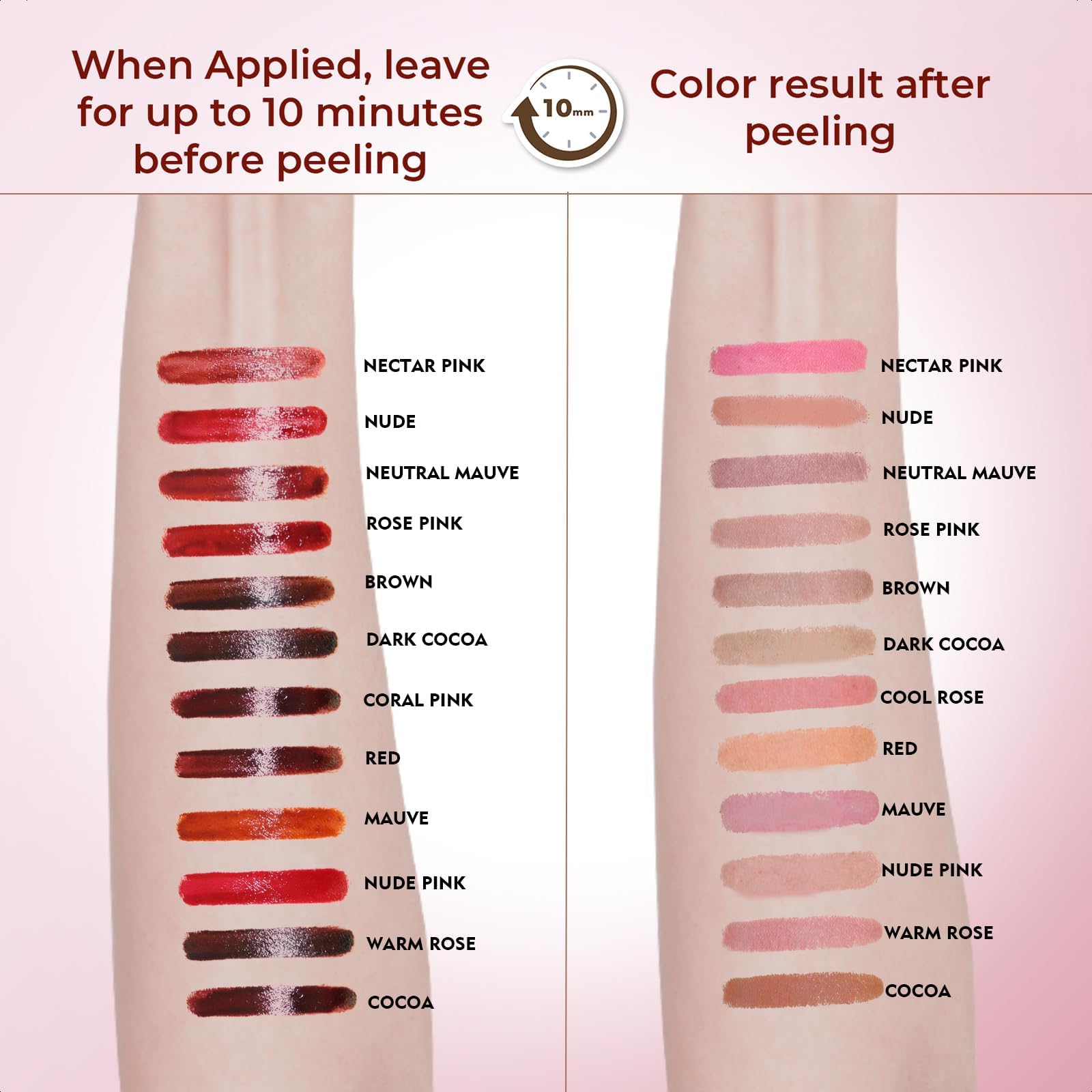 QCMME Lip Liner Stain Peel Off with Tweezer, Long Lasting Matte Lip Tattoo, Highly Pigmented Color Lip Makeup, Waterproof, Transfer-proof Lipstain for Women, COCOA